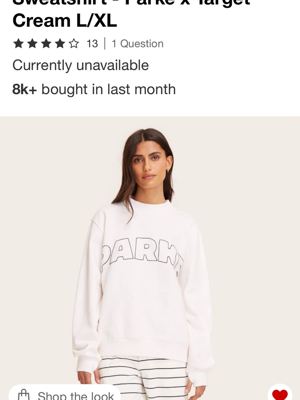 PARKE x Target Women's Mockneck Pullover Sweatshirt - Creme L/XL